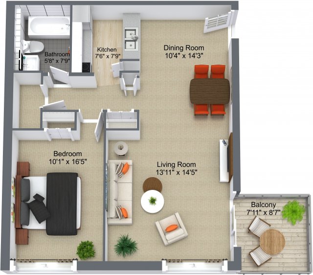 One bedroom layout